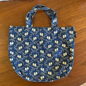 Small Blue and Yellow Owl Print Tote Bag